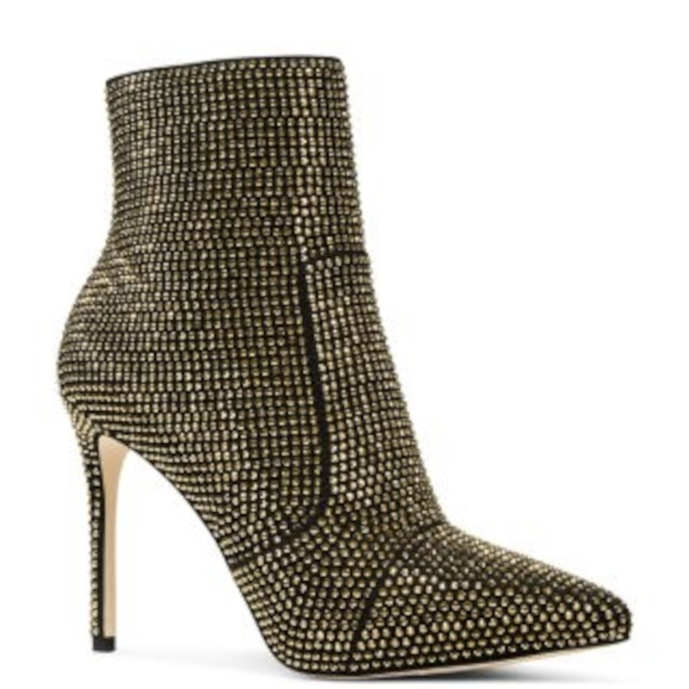 Michael Kors Rue Stiletto Bootie Suefr/Hot Fix Stones - BLK/GOLD
